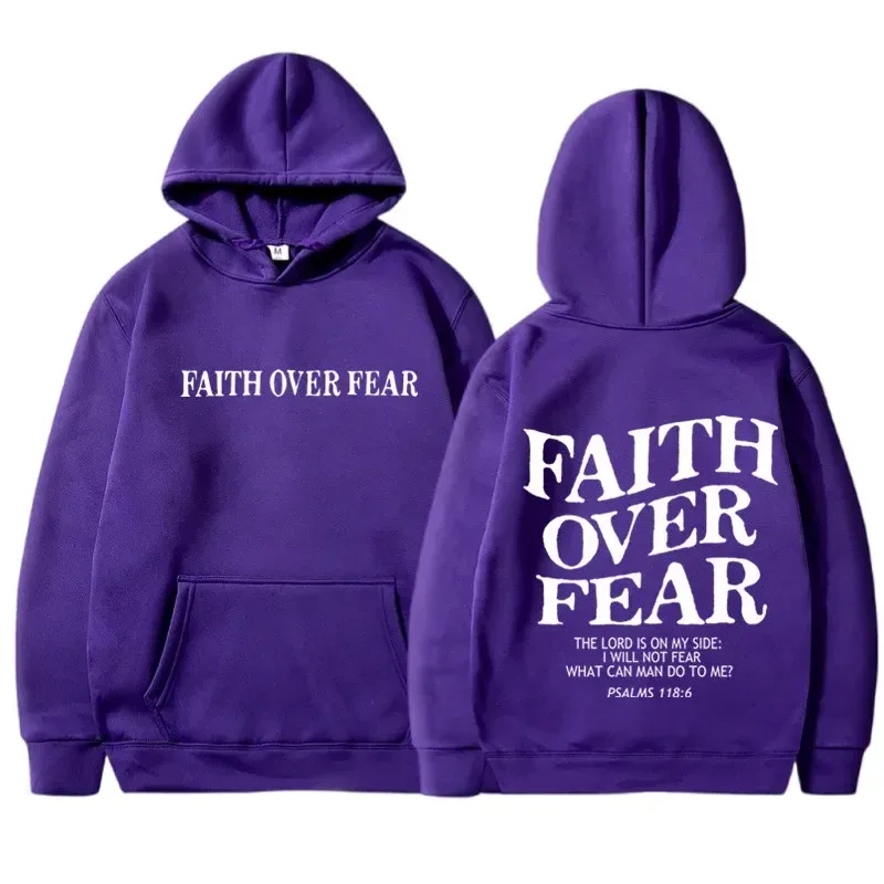 2026 new FAITH OVER FEAR Print Hoodies Eco Soft Fabric Men Women Casual Long Sleeve Hooded Sweatshirt Hip Hop Harajuku Y2k
