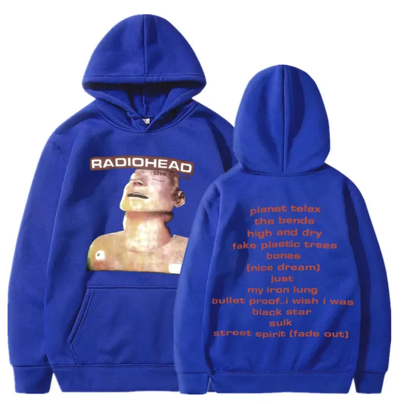 Vintage Rock Grubu Radiohead Kapüşonlu Üst Hip Hop Her Şey Müzik Albümü Baskı Kazak Harajuku Sokak Boyu Kapüşonlular Gençler