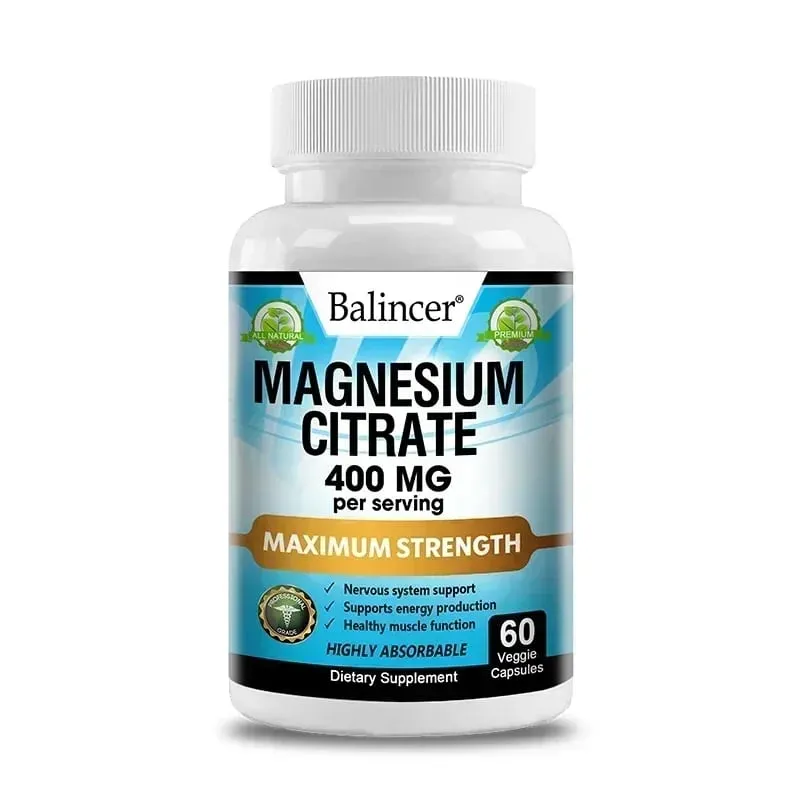 Magnesium Citrate 400 Mg - Muscle Nerve and Energy Support Promote Muscle Relaxation Non-GMO 120 Capsules