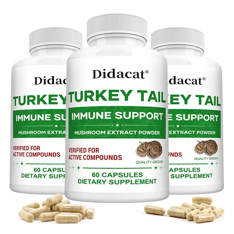 Turkey Tail Mushroom Supplement Boosts The Immune System Promotes Health and Vitality Vegan Non-GMO 120 Capsules