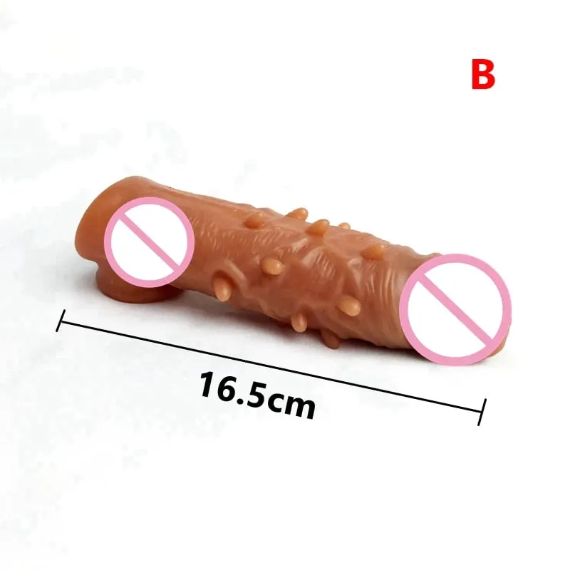 Extensión de pene realista, manga para pene, silicona reutilizable, alargador de pene, condones retardantes para hombres, consolador potenciador, Juguetes sexuales, tienda erótica