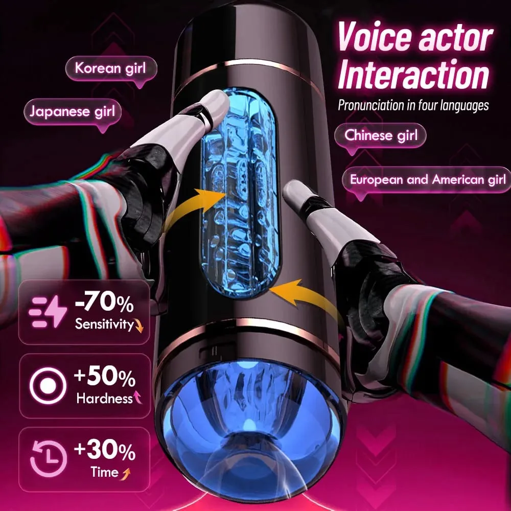 Sexleksak för män Man Onani Cup Herr Onani Ficka Pussy Automatisk Intelligent Röst Penis Träning Vibrator Avsugning Sex Maskiner Glans Trainer