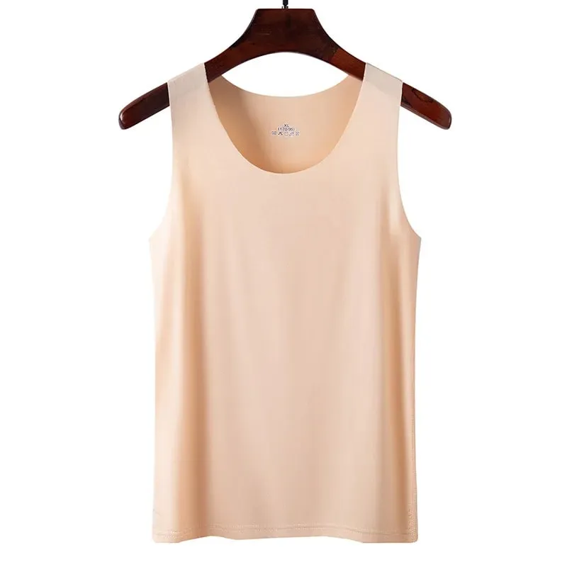 1pcs Ice Silk Tank Tops Seamless Mens Vest Sleeveless Sport Bodysuit Vest Clothing Women Casual Summer Tank Undershirts Cool Gym