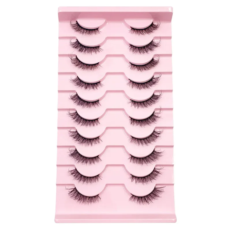 3D Cat Eye Lashes Half Eyelashes 10 Pares Half Lashes Natural Clear Stem False Eyelash Extension Makeup Faux Cils maquiag