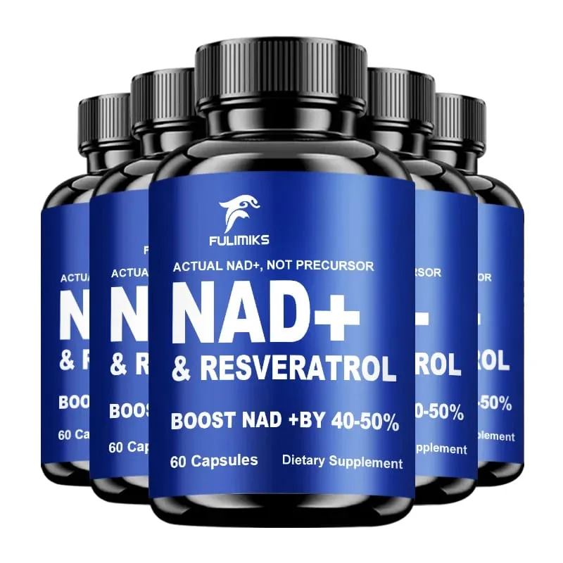 Fulimiks NAD+ Resveratrol Capsules with TMG & Vitamin B Enhance Vitality Skin Health Focus Antioxidant Immune for Adults