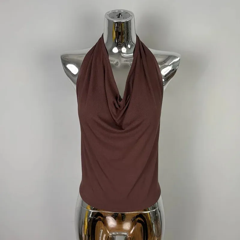 Korean Dongdaemun Sexy Slim Camisole 2026 Women Backless Pure Desire Spicy Girl Versatile Neck Hanging Strap Tank Top Y2K