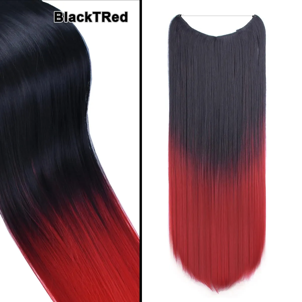 Jeedou Wavy Hair Extension Elasticity Invisible Wire Fish Line One Piece No Clips Synthetic Hairpieces Ombre Color For Ladies