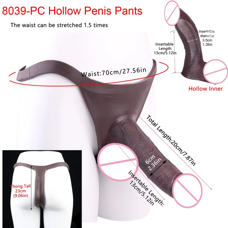 2 Colors Huge Hollow Dildo Pants High Waist Strap-On Penis Extender насадка на член For Men Delay Ejaculation Ultra Dildo