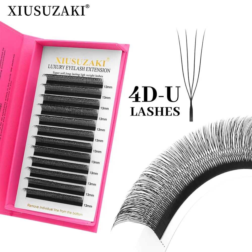U Shaped 4D Eyelashes Extensions Matte Black U 4D Lashes Premade Fans Volume False Lashes Wholesale Suppliers Shop