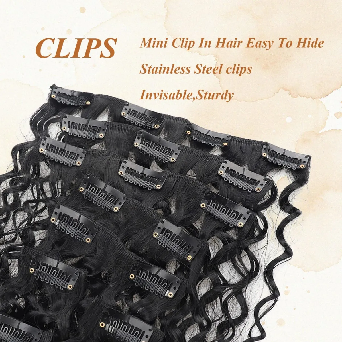 9PCS Clip in Hair Extensions 20 Inch Curly Double Weft Clip Hair Extension Kinky Curly Long Soft Synthetic Hairpieces for Women