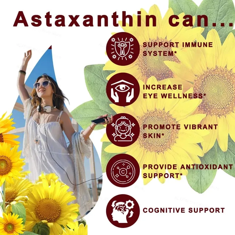 Astaxanthin Capsules For Skin Health Delay Aging Relieve Eye Fatigue Protect Vision Enhance Endurance Promote Exercise Recovery