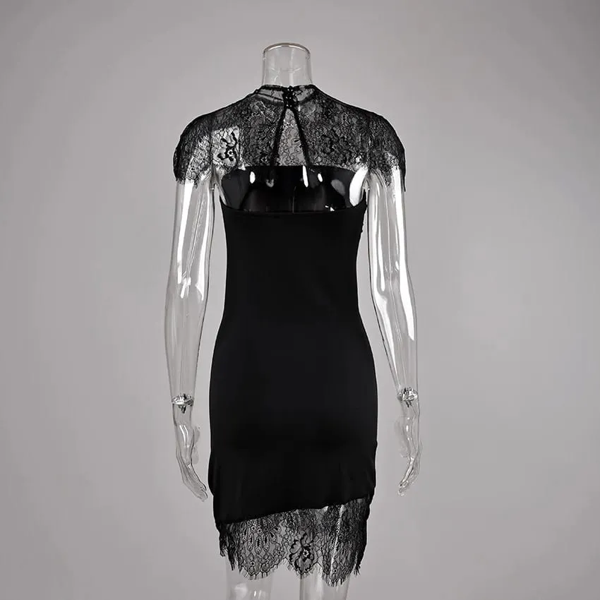 Linad Sexy White Off The Shoulder Mini Dress Spring Elegant Lace High Waist Asymmetrical Dresses Fashion Slim Dress Women 2026