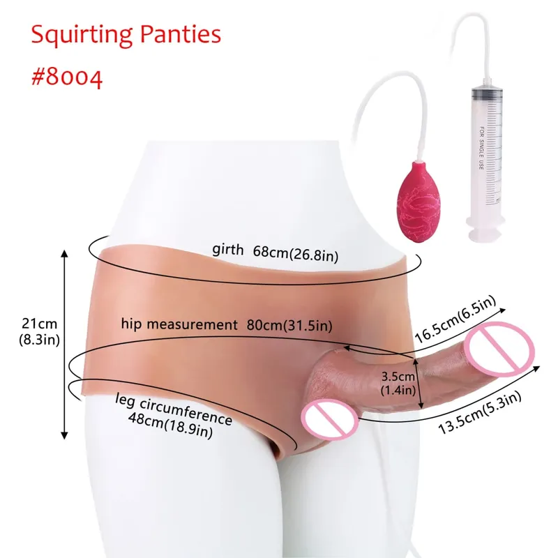 Black Nude Strapon Big Realistic Ejaculation Dildo Silicone Squirting Panties With Simulated Solid Penis Sex Toy For Women