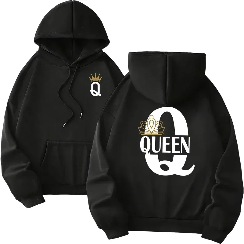 Gran oferta, sudaderas con capucha para hombre y mujer, sudaderas con estampado King Queen, ropa informal versátil para parejas, jersey diario para Otoño e Invierno Y2k