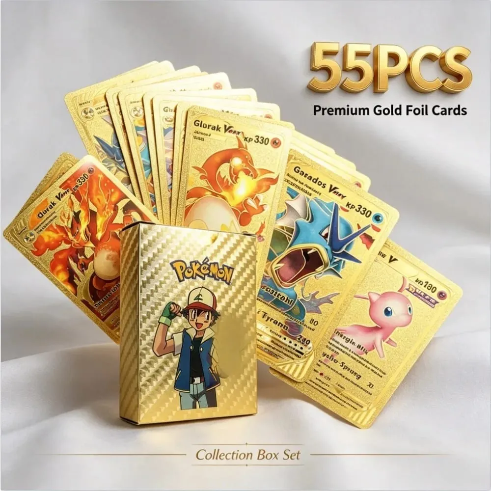 English version Golden Monster trading cards 55 cards with gift box rare shiny cards game cards anime collectibles