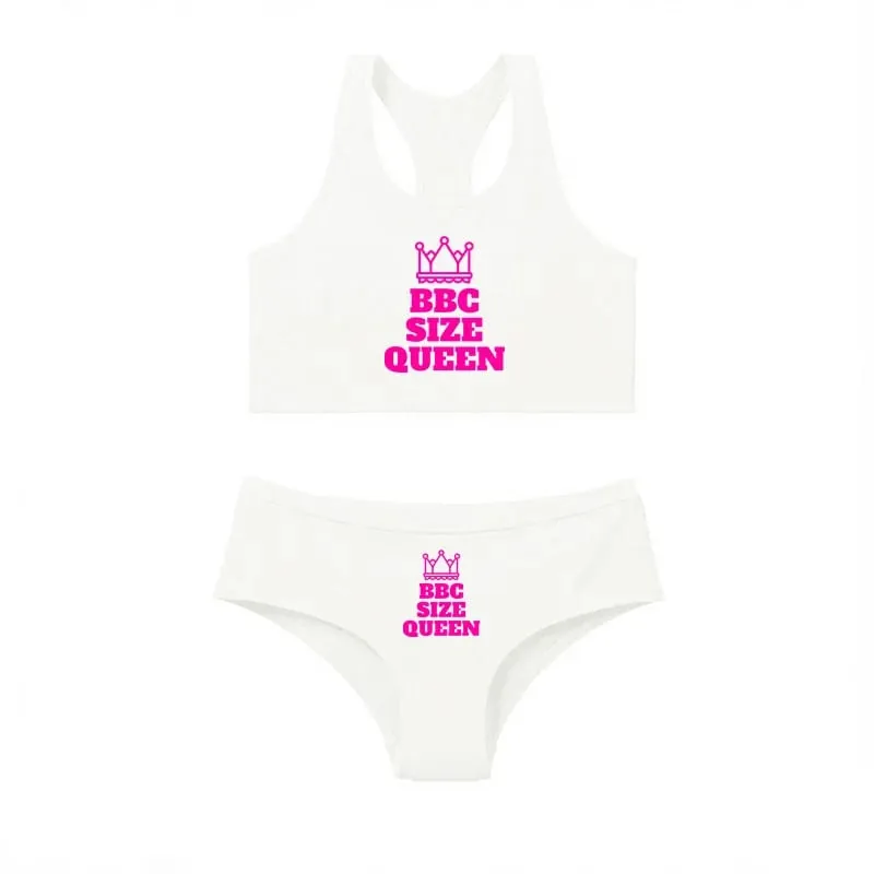 One Set BBC QUEEN Round Neck Tank Top And Panties Set Women's Underwear Sets Cute Cotton Underwear Sexy Lingerie For Women Set
