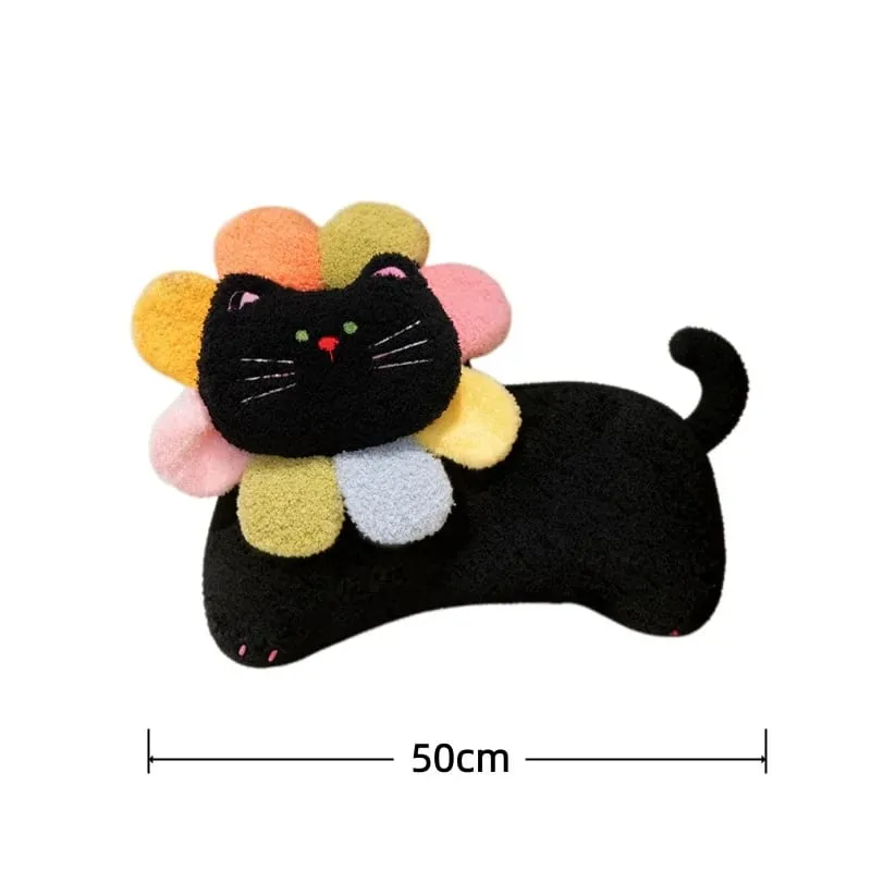 Spotted Cat Plush Pillow Flower Stuffed Cushion 50cm Adorably Soft Sofa Cushion Home Decor Toys Throw Pillow Birthday Gifts