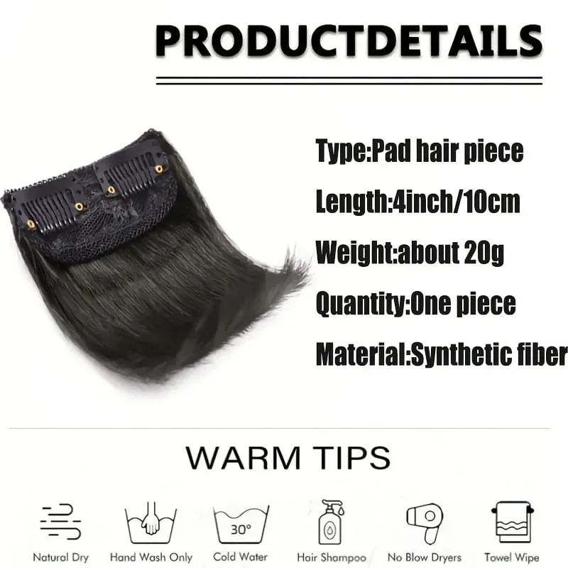 Synthetic 10cm Clip In Hair Extensions Short Straight Topper Invisible Seamless Side Cover Hairpiece Natural Volume Easy Wear