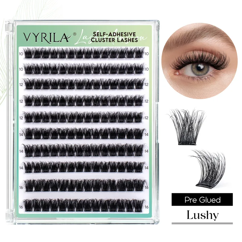Self Adhesive Eyelashes No Glue Needed Lashes 10‑16mm Pre Glued Cluster Lashes D Curl Soft Natural Press on Lashes