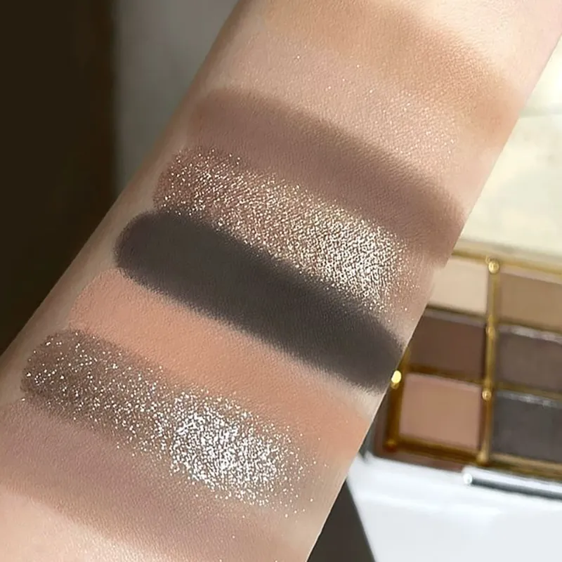9 Colors Eyeshadow Palette Earth-toned Pearl Matte Shimmer Eye Shadow Shiny Sequins Eye Contouring Pigments Metallic Eyes Makeup