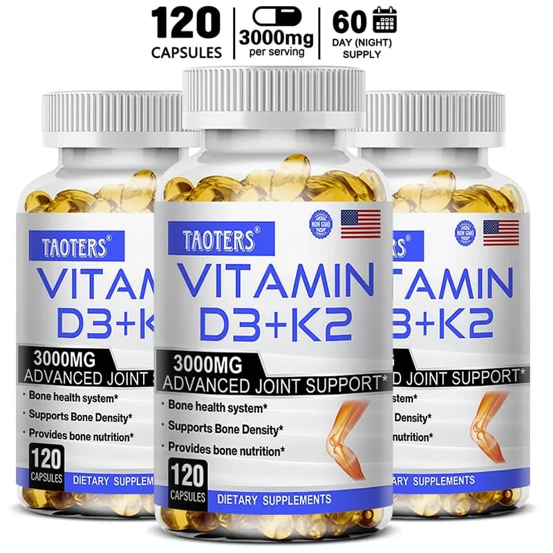 Vitamin D3 K2 Capsule Promotes Strong Bones Calcium Absorption for Teeth Heart Cardiovascular Health