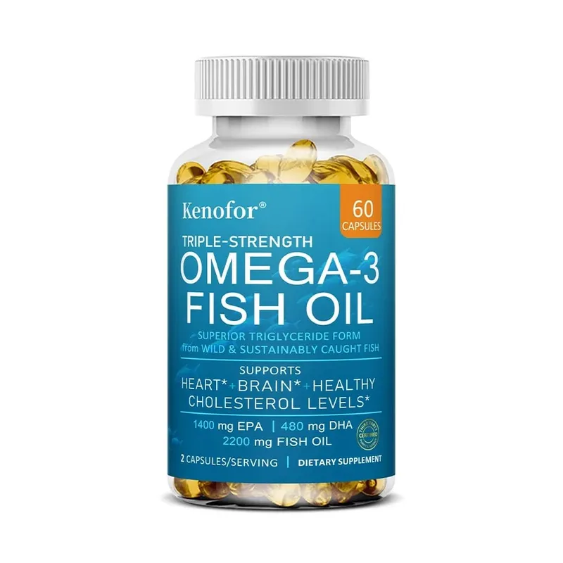 Kenofor Omega 3 fiskeoliekapsler med EPA & DHA hjælper hjerneudvikling og kardiovaskulær sundhed til øjen- og hudsundhed