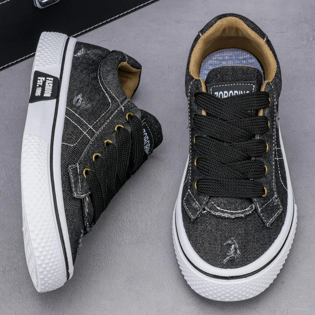 Personalized Spring and Autumn New Men's Shoes Korean Style Fashionable Large Size Low-Top Casual Shoes Denim Single Shoes Versatile Sneakers