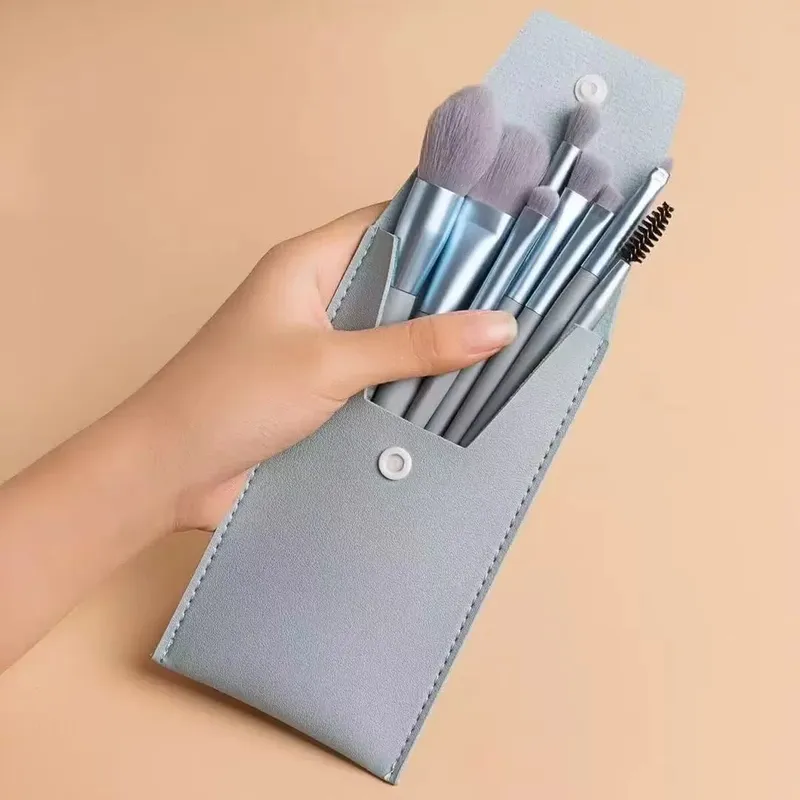 Mini 8pcs Macaron Makeup Brushes Soft Fluffy Travel Cosmetic Kit For Face Eyes Blending Blush Foundation