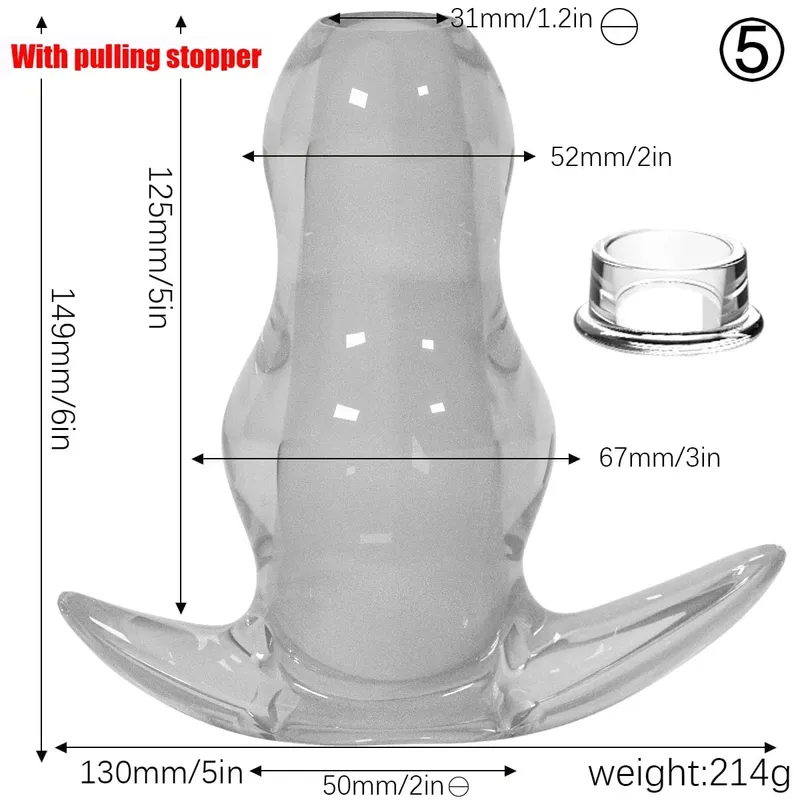 Purple TPE Hollow Tunnel Butt Plug Set - Graduated Open Anal Stretcher Plugs Flexible Sex Toy for Men & Women