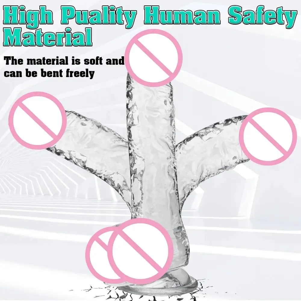Different Sizes Transparent Soft Jelly Dildo Realistic Fake Dick Penis with Suction Cup G Spot Vagina Massage Sex Toy for Women