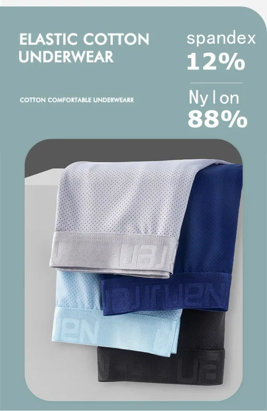 4 ชิ้นผ้าไหมน้ำแข็งตาข่ายกางเกงบ็อกเซอร์ผู้ชายชุดชั้นใน Cool Underpant Breathable เซ็กซี่กางเกง Slim ชุดชั้นในไม้ไผ่ขายส่งจำนวนมาก L-6XL 3256806582323621
