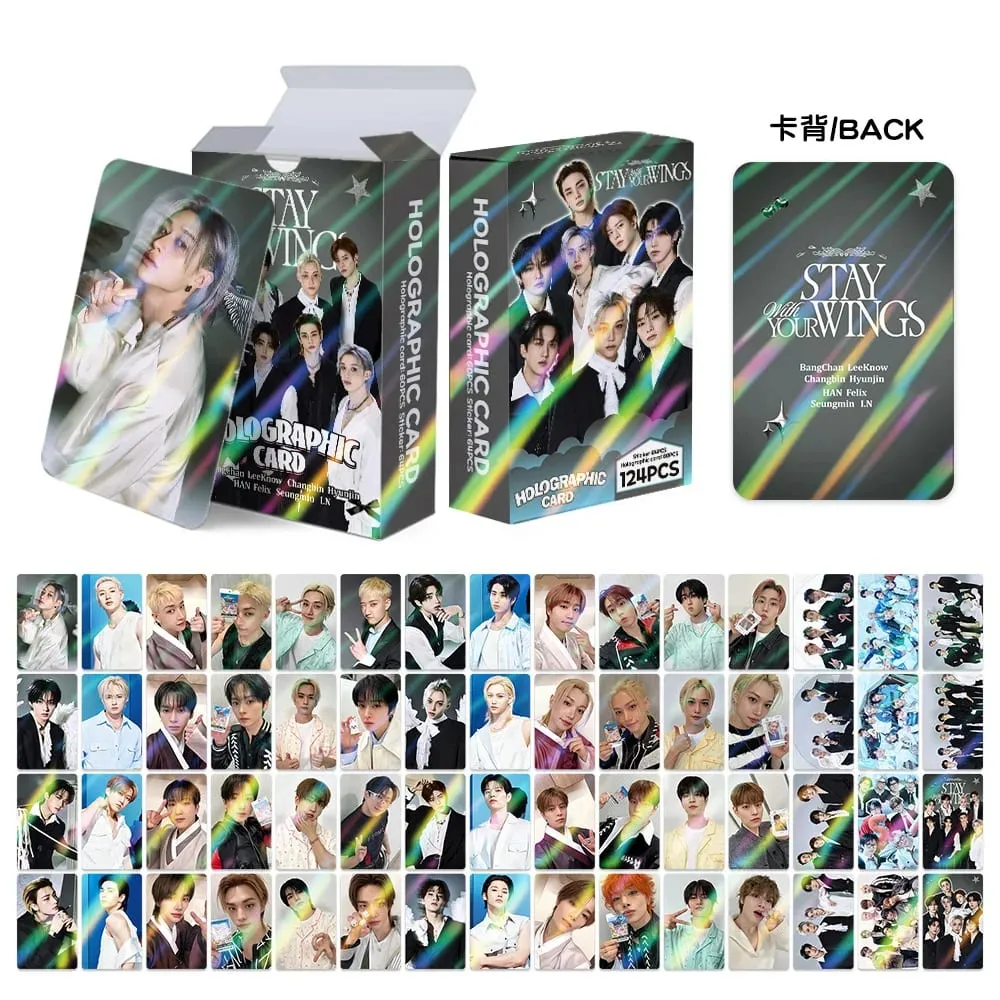 124pcs New Album Stay With Your Wings Photocards Stickers Kpop Merch Lomo Cards Set Fans Collection Cards Gifts