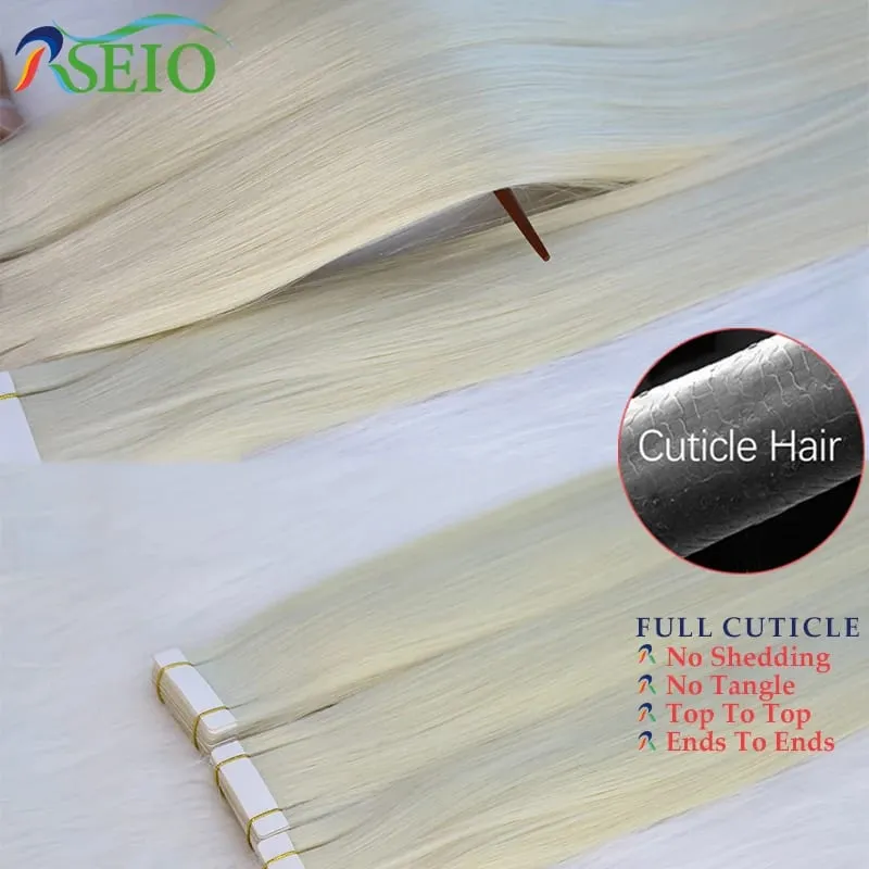 Tape In Hair Extensions Human Hair 100% Really Natural Hair Tape Ins Invisible Soft 16"-26" Black Brown Blonde For Salon