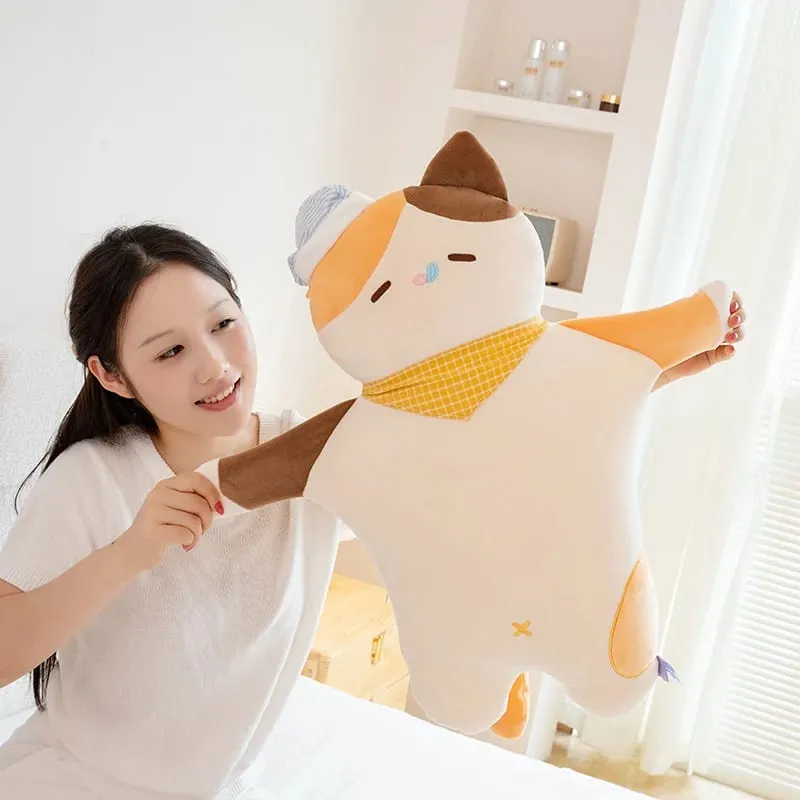 58cm Cute Sweet Dream Good Night Cat Throw Pillow Three Flowers Siam Coal Briquette Cat Doll Soft Stuffed Friend Gift