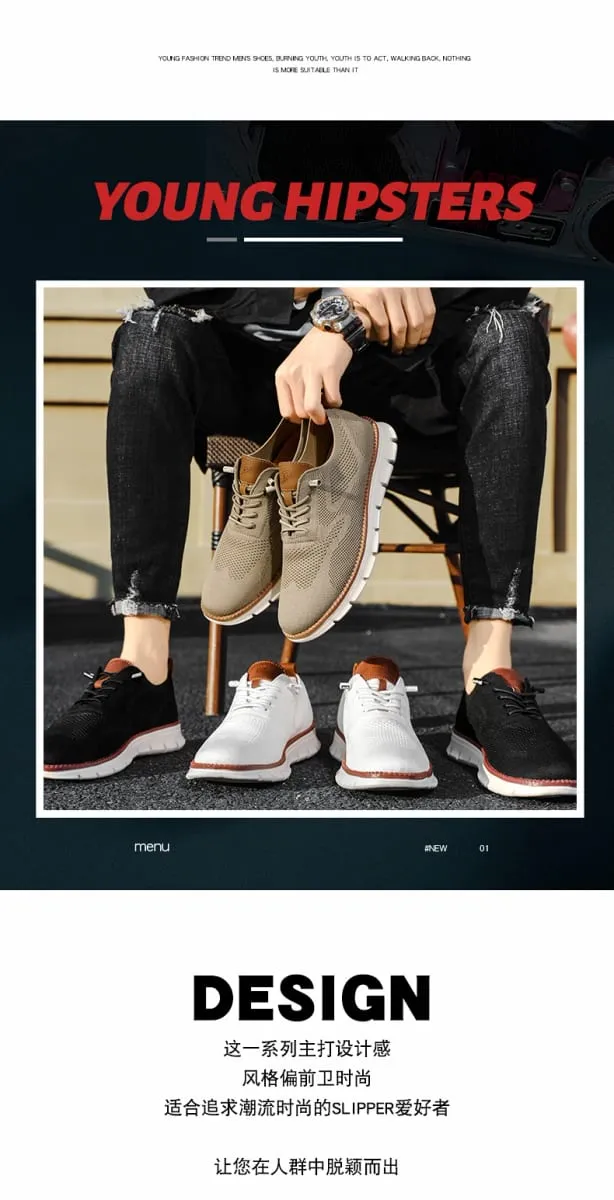 Men's Casual Dress Shoes Fashion Walking Sneakers Mesh Business Oxfords Work Lightweight Soft Sole