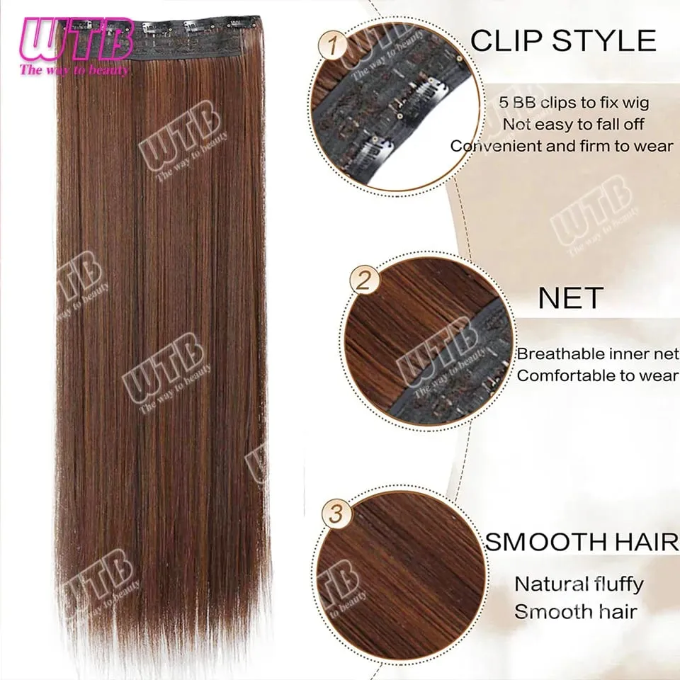 Extra Long Straight Synthetic 5 Clip Hair Extensions Ponytail Extension For Ladies Girls 20~40 Inches Clip In Extensions Hairpie