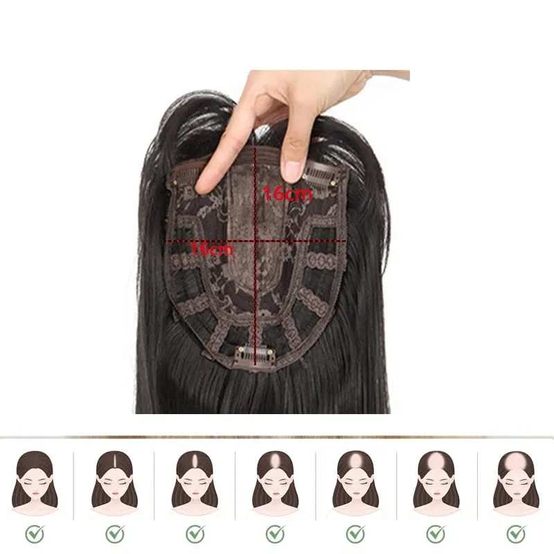 Synthetic Hair Woman Topper Clip In With Bangs Hairpiece Hair Extension Thin Breathable Blonde Toppers Hair Women Wig Fake Hair