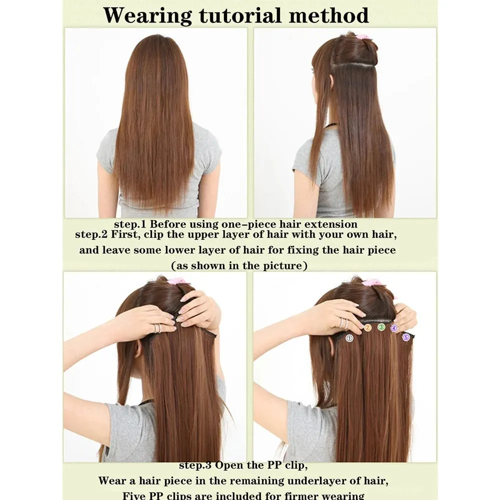40 inch Long Straight Synthetic Hairpieces Clip In Hair Extensions Black Natural Hair Piece for Women