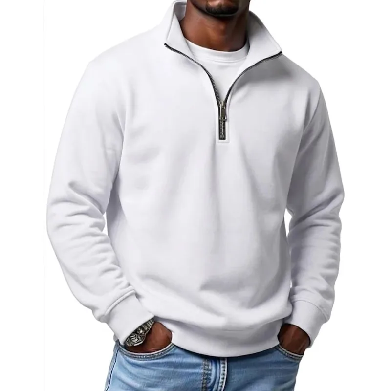 Mens Outdoor Quarter Zip Sweatshirts Casual Half Zip Pullover Hoodies Solid Color Spring Autumn Tops for Gym and Daily Tops