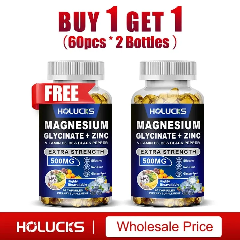 Magnesiumglycinaat en zinksupplement voor spiergewrichten Botenzymen en hartgezondheidsondersteuning Immuunontspanning Stemming