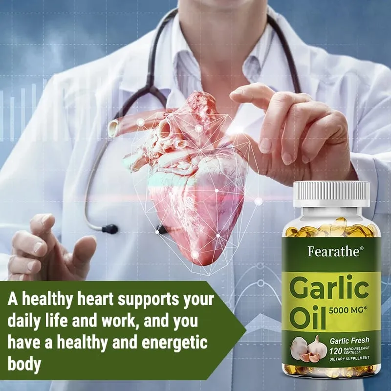 Premium Garlic Fresh 5000mg Garlic Oil Dietary Supplement for Heart Health and Circulation Support with Antioxidant NON-GMO