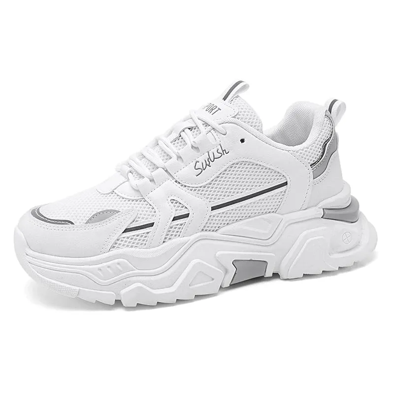 Estudante de malha de sola grossa respirável sapatos esportivos casuais quatro sazonais masculino ao ar livre sola macia conforto tênis masculino
