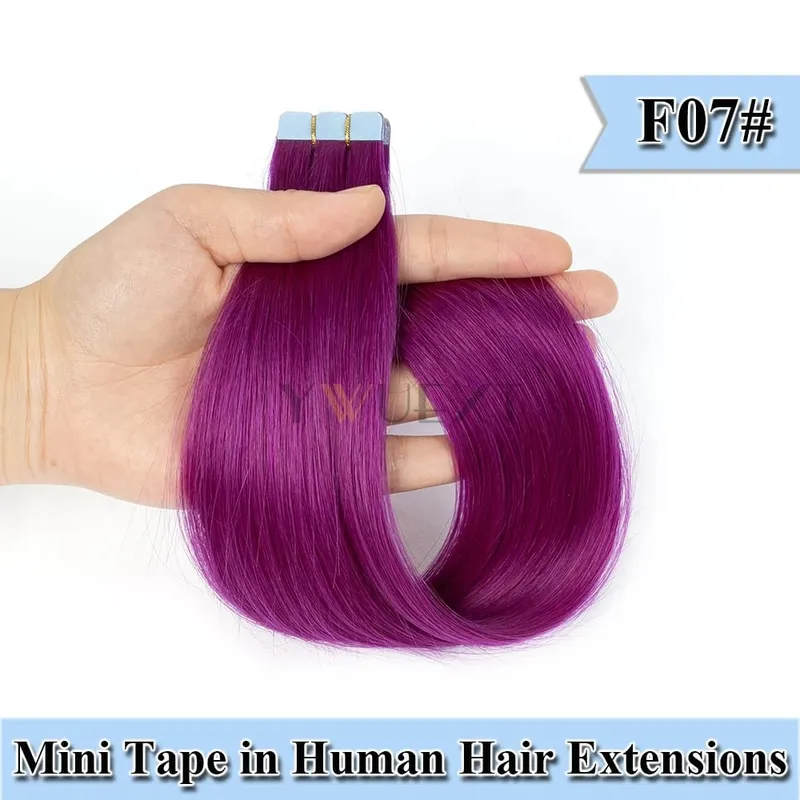 12-20 Inches Mini Tape in Human Hair in Fancy Colors Natural Straight Seamless Tape Hair Extensions for Outlet Hairstyles