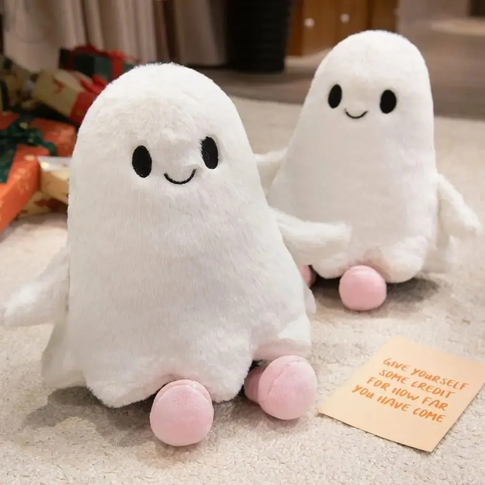 Simulation Little Ghost Plush Doll Fluffy Handmade Cartoon Ghost Doll Toy Comfortable Soft Holloween Ghost Pillow