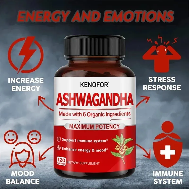 有機 Ashwagandha - 120 粒素食膠囊純有機 Ashwagandha 粉末和根提取物 - 緩解壓力改善情緒
