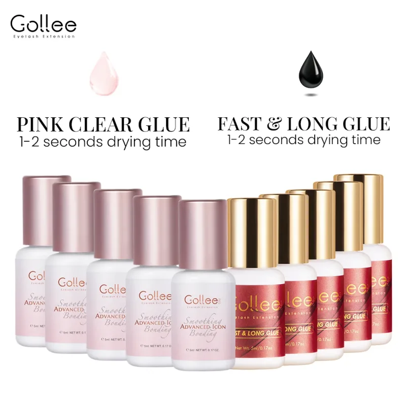 Gollee 0.5-1s Fast Dry Glue for Eyelash Extension Hypoallergenic Lash Extension Glue for Professional Artists Eyelashes Supplies