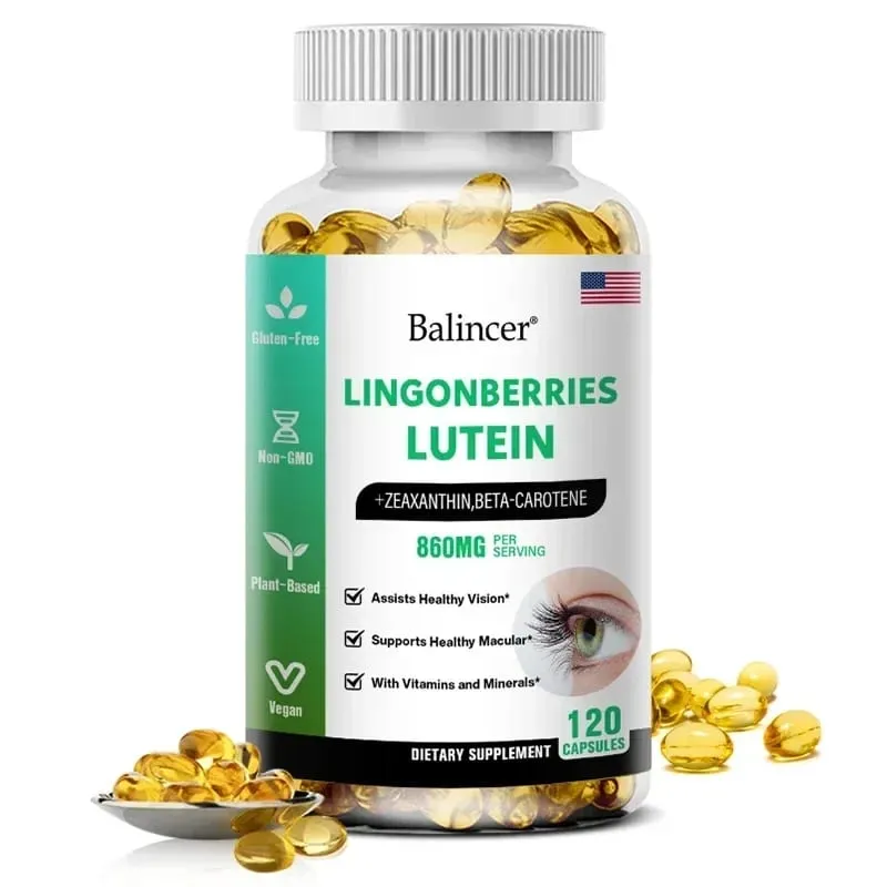 Cápsulas de luteína Balincer com suplemento dietético de vitamina zeaxantina para suporte à saúde ocular 120/60/30 cápsulas moles fáceis de engolir