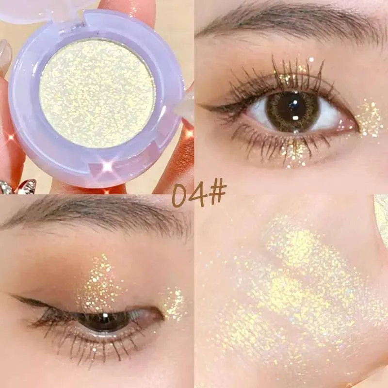 1 Pcs Monochrome High Gloss Waterproof Eye Shadow Peachy Pink Long Lasting Silky Easy To Color Diamond Shiny Eye Shadow Cosmetic