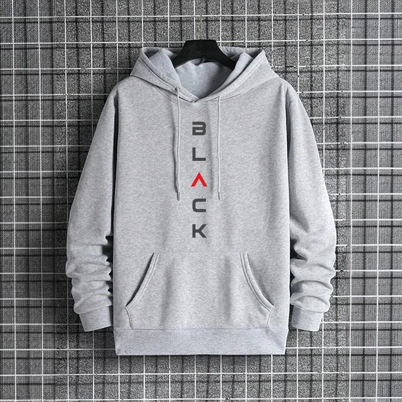 Black Letter Print Hoodies for Man Autumn Winter Hot Sale High Quality Hooded Sweatshirt Home Outdoor Casual Sport Warm Pullover
