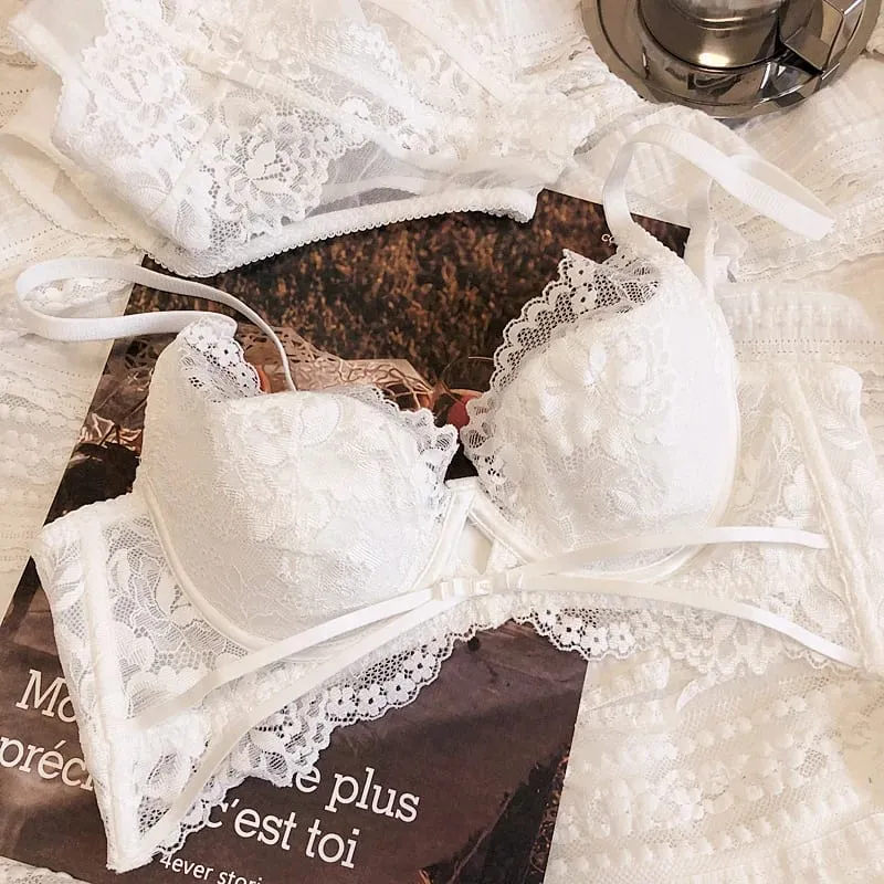 Summer Underwie Thin Cup Women Underwear Sexy Hollow Push Up Bra Set French Lace Embroidery Comfortable Bralette Lingerie Sets